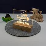 Custom child's bedroom name plaque. Light up jet plane decor