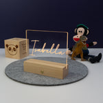 Personalised mini light up LED sign. Cursive text name plaque
