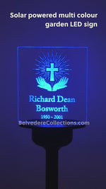 Custom solar power LED garden memorial sign