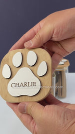 Personalised pet dog cat paw print treat jar