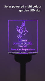 Thinking of you memorial present. Personalised in loving memory light up LED garden name plaque sign. Sympathy bereavement gift