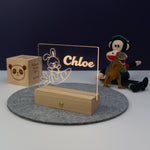Custom LED playroom name sign. Bunny rabbit light