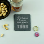 Personalised 30th Birthday Gift. Custom engraved slate drinks coaster, lighter or beer bottle opener