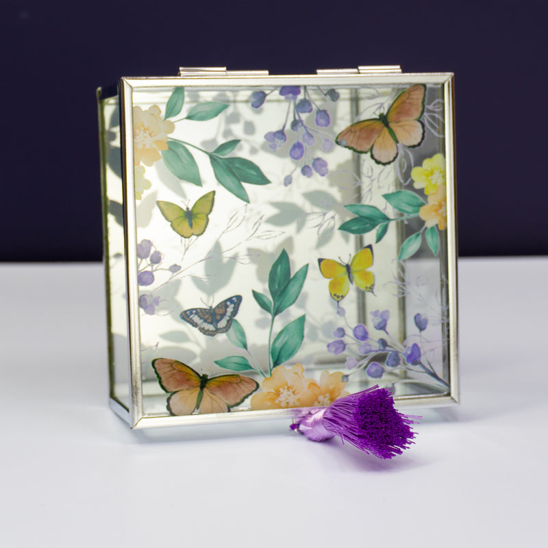 Personalised square glass trinket box