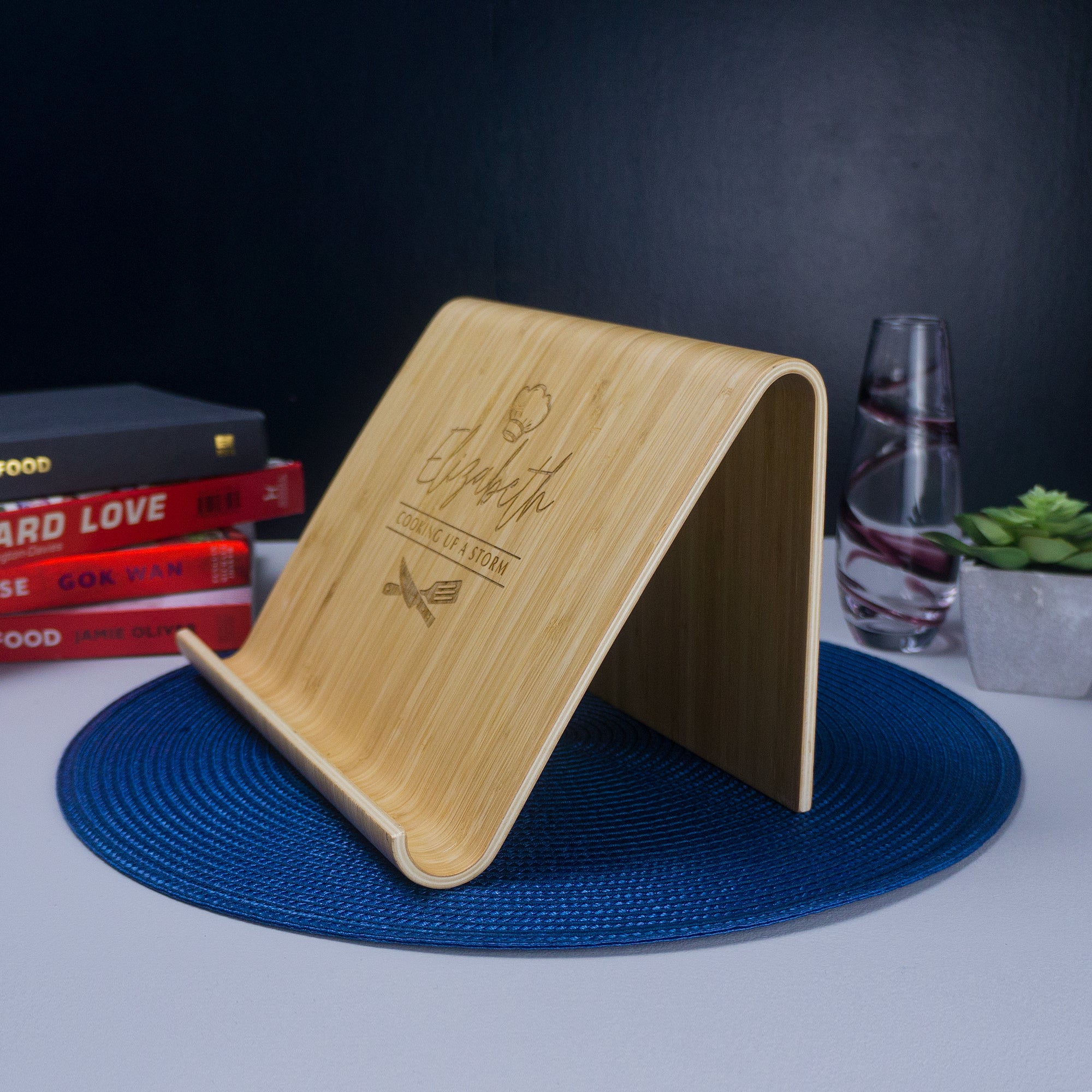 Bamboo recipe book stand