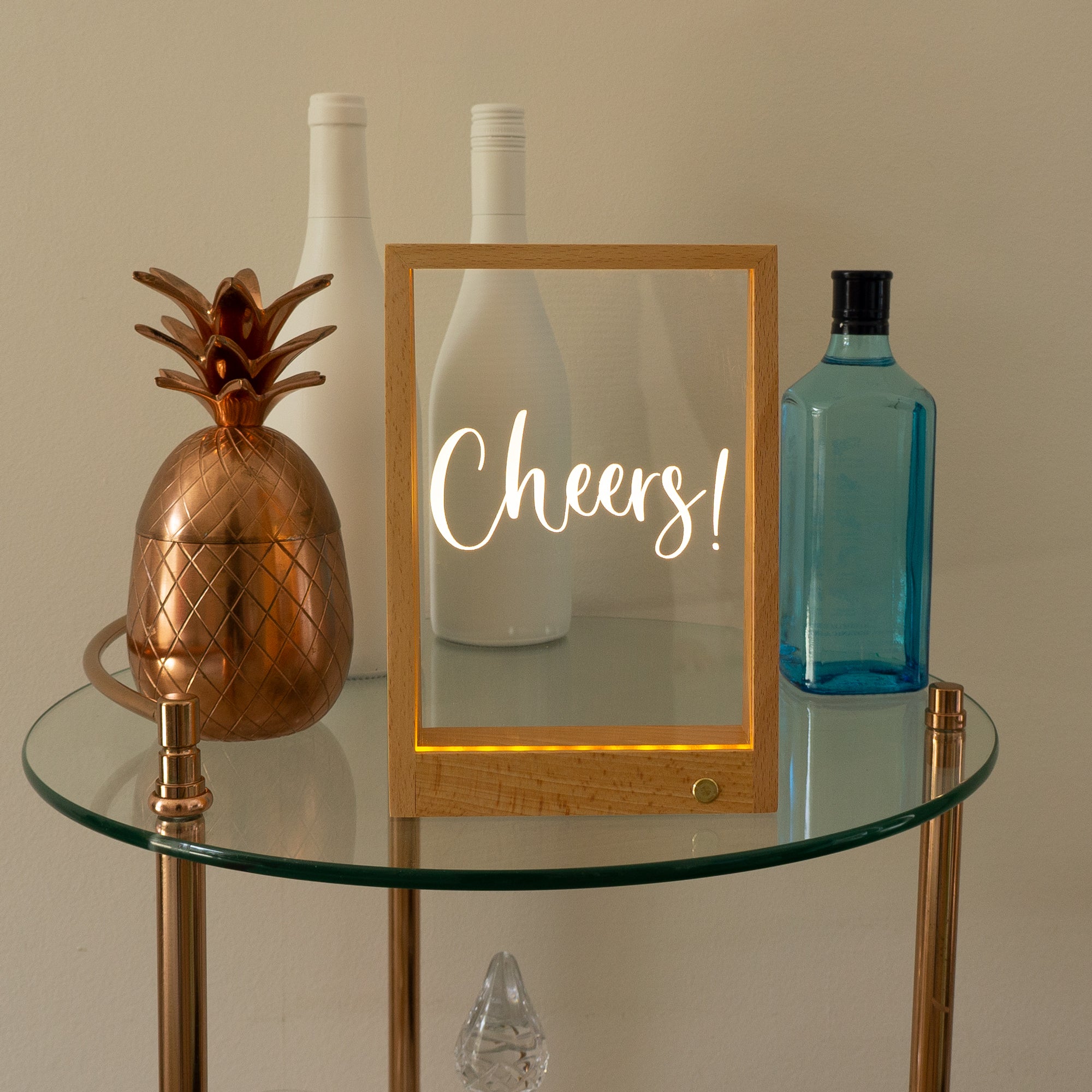 Wireless Cheers! light up LED quote bar sign
