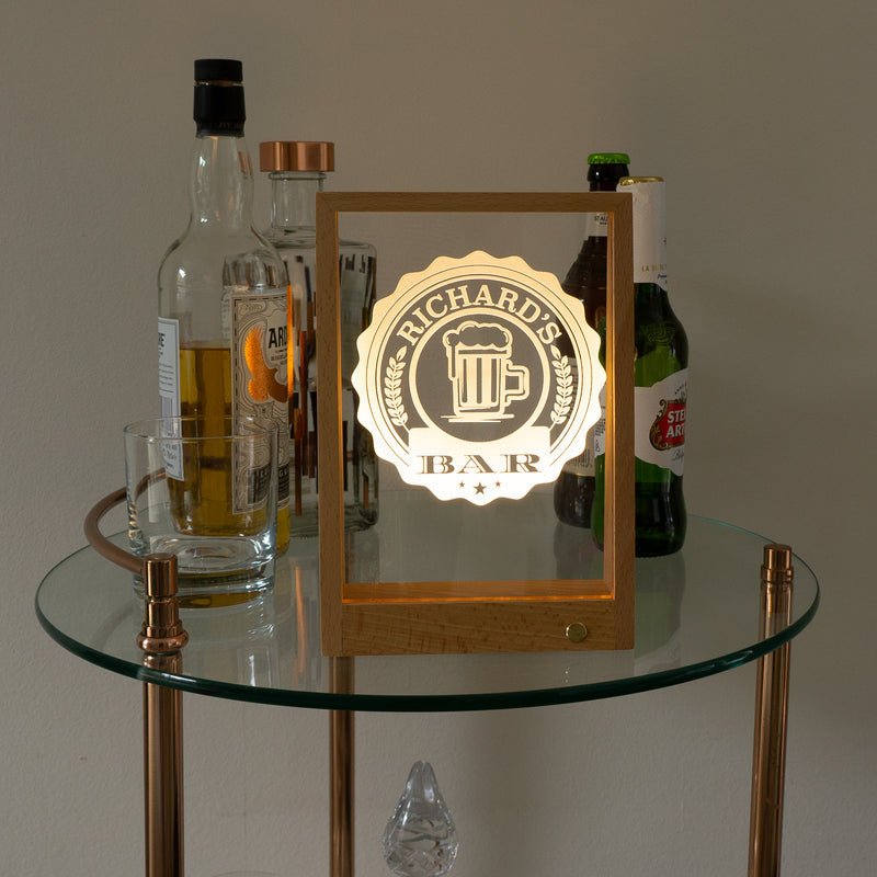 Wireless personalised home bar light up LED sign