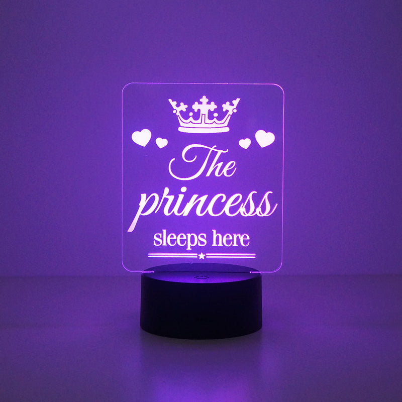 The Princess sleeps here multi colour LED sign