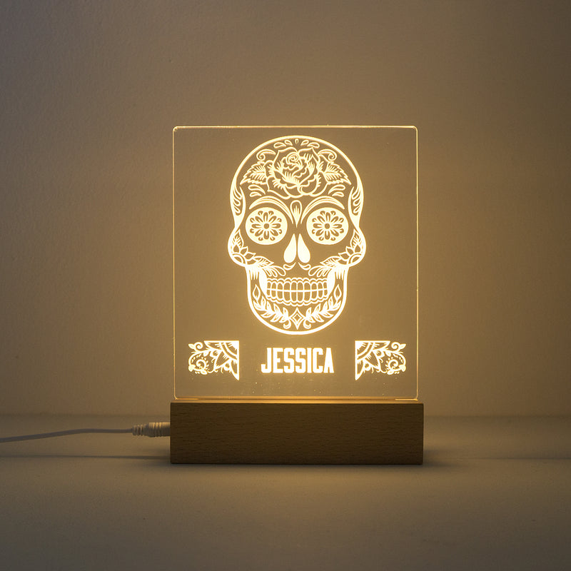 Sugar skull day of the dead LED sign