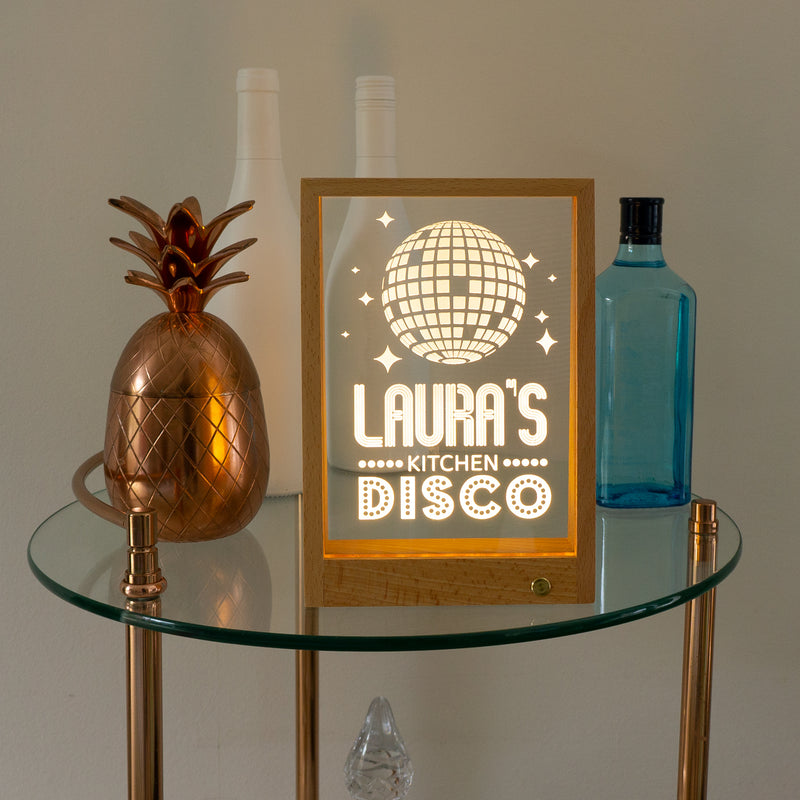 Wireless personalised Kitchen Disco light up LED sign