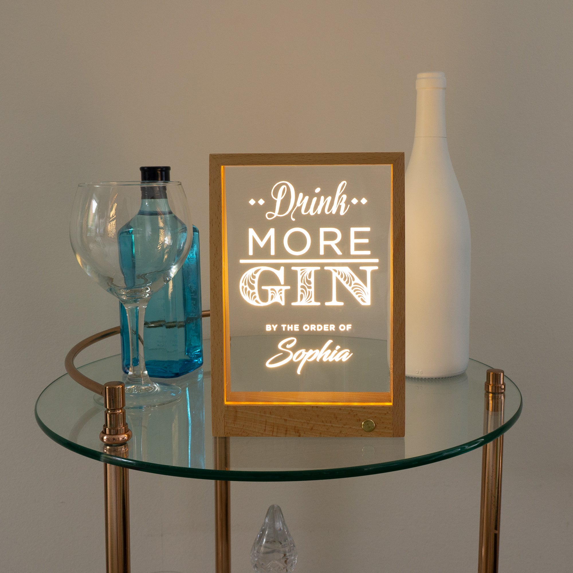 Wireless funny drink more gin light up LED bar sign
