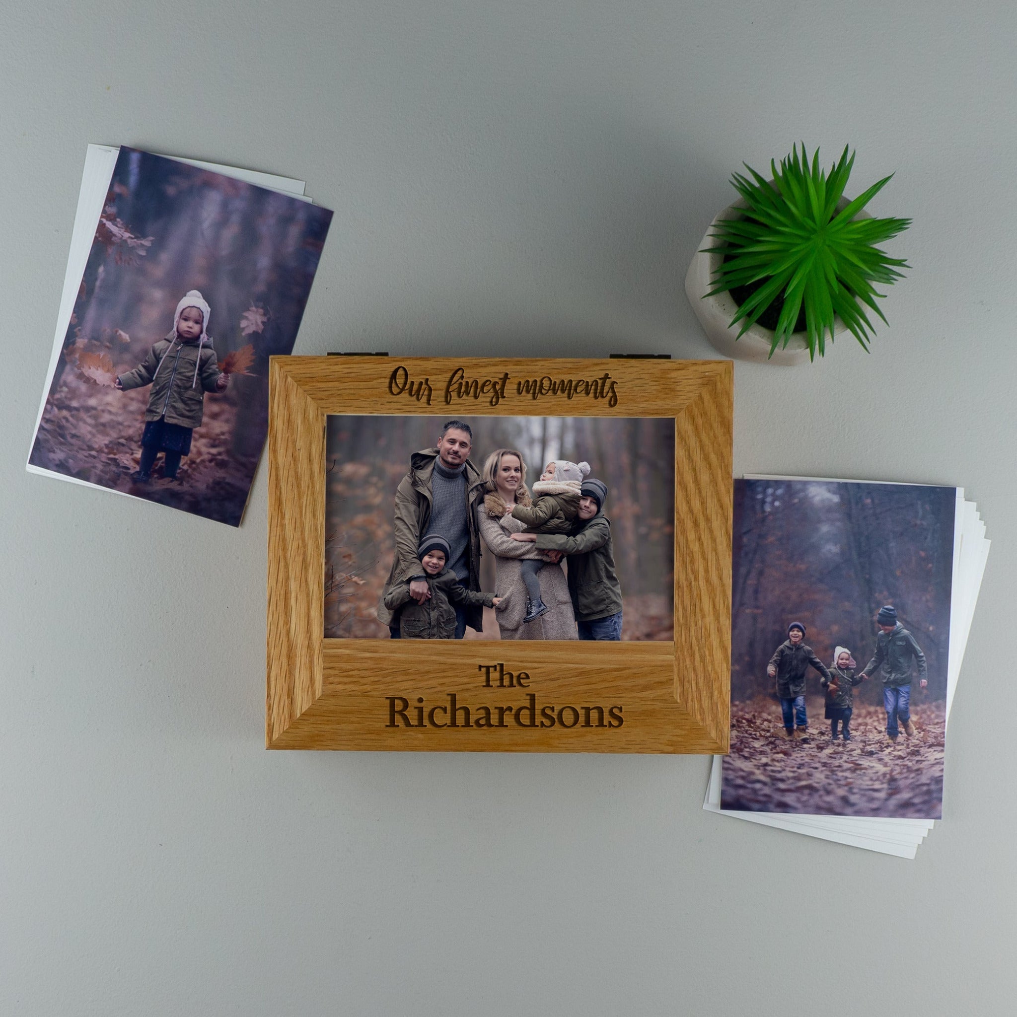Personalised family oak photo box
