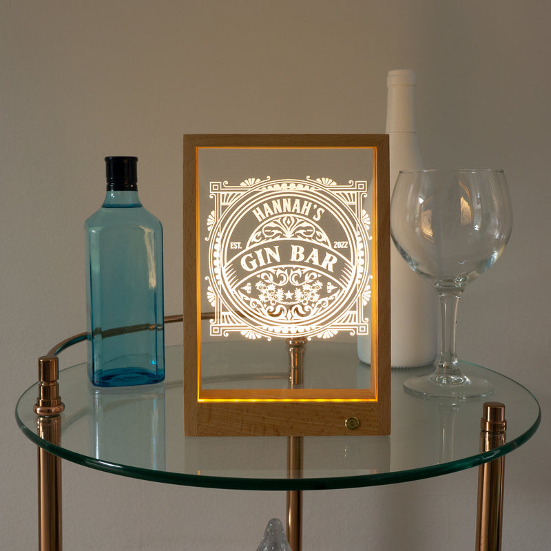 Wireless personalised Gin Bar LED light up sign
