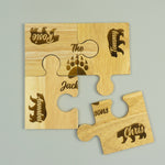 Personalised wooden jigsaw coaster set