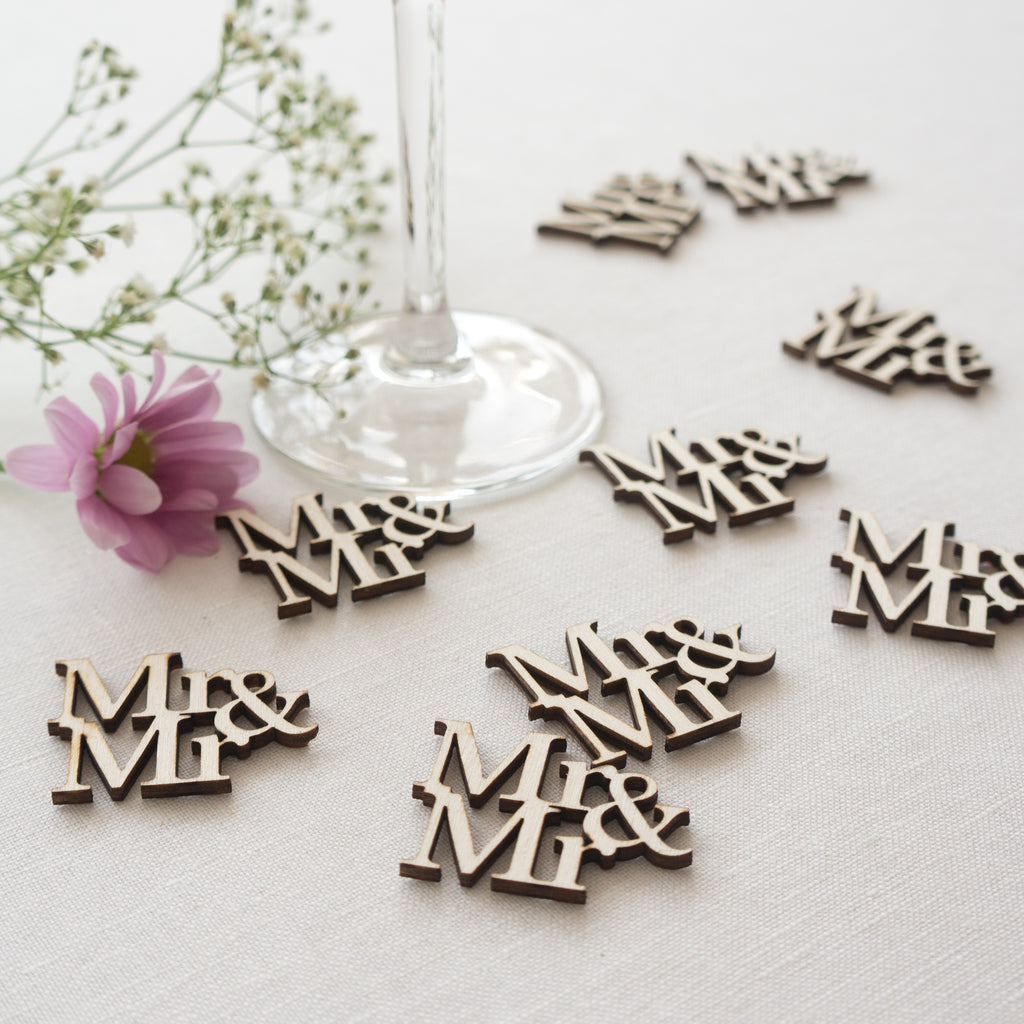 Mr And Mr Table Confetti Laser Cut Wooden Lgbtq Gay Wedding Decorations Belvedere Collections