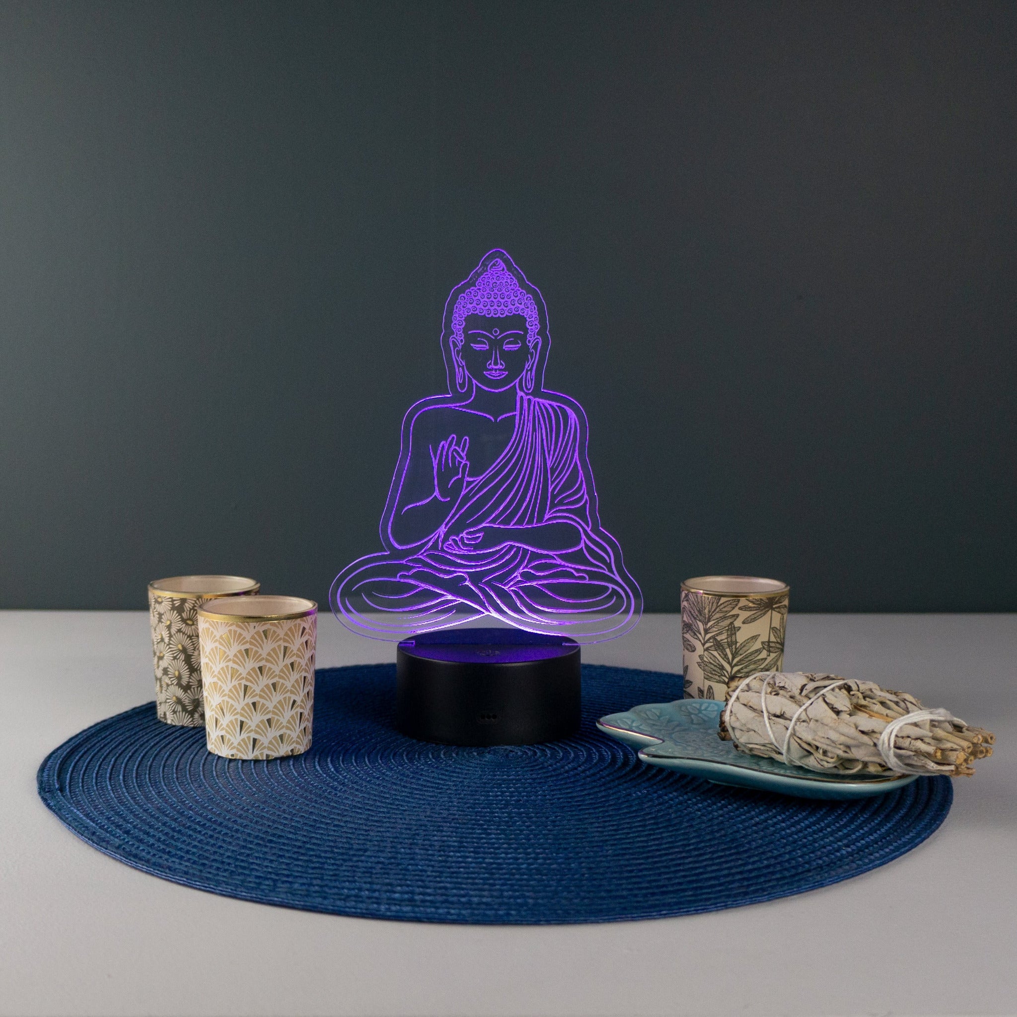 Multi colour meditating Buddha LED sign
