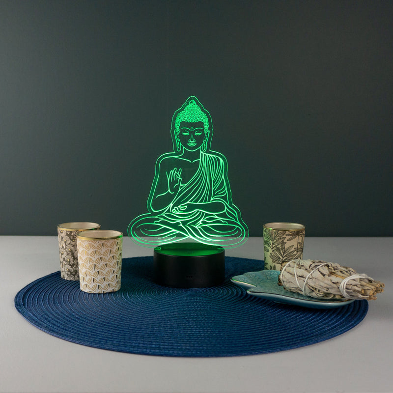 Multi colour meditating Buddha LED sign