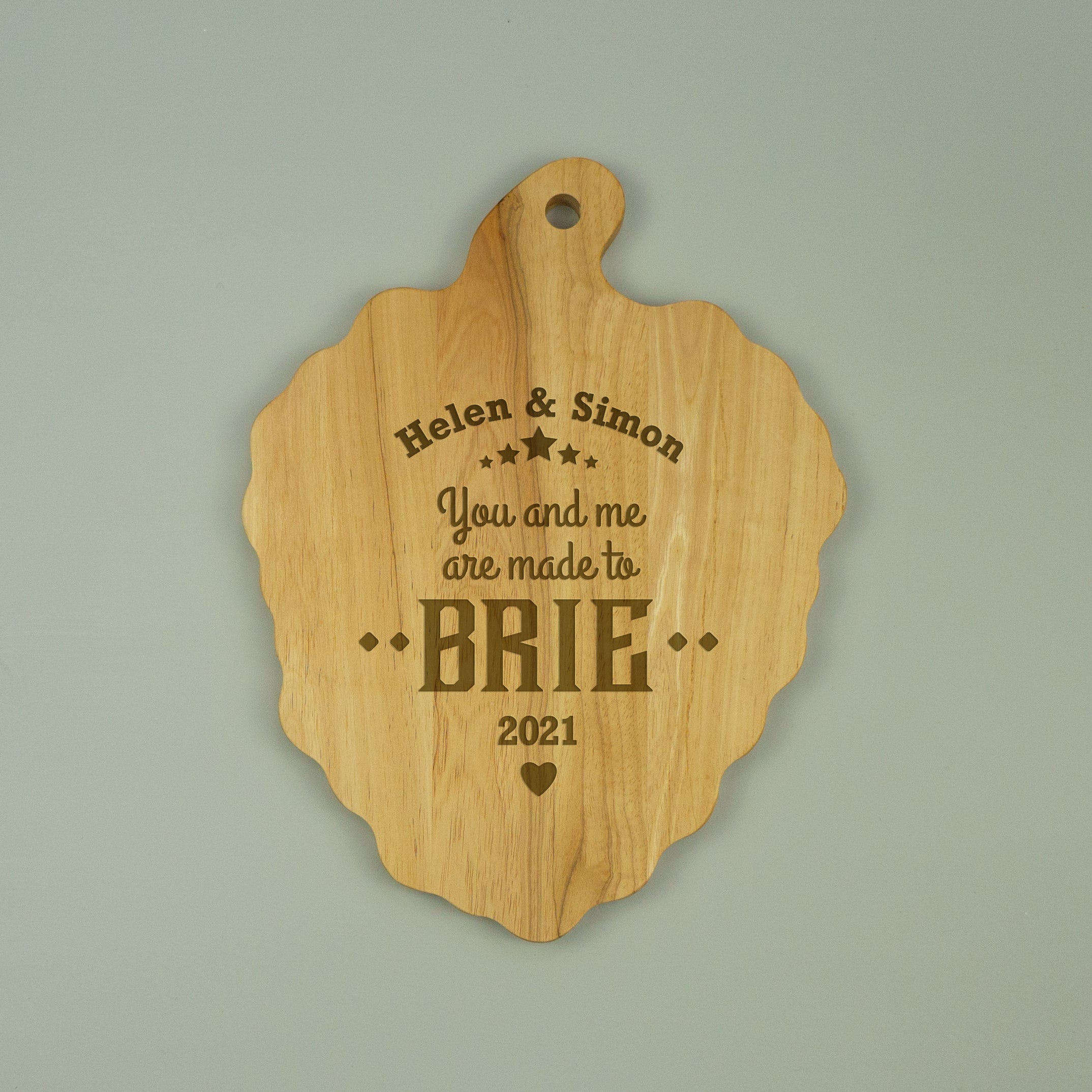 You and me are meant to Brie personalised cheese serving board for couples