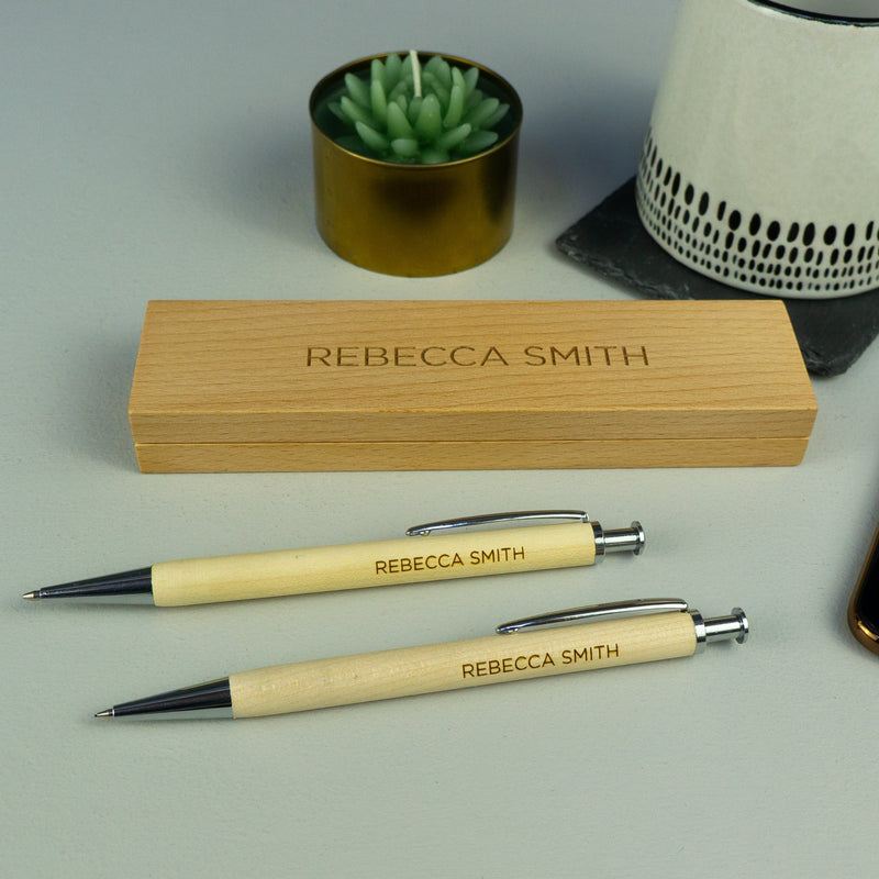 Wooden pen and pencil gift set
