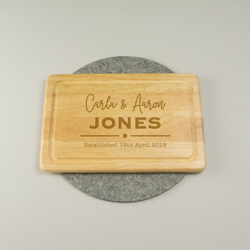 Personalised newly weds chopping board