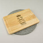 Personalised King of the BBQ wooden chopping board.