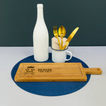 Personalised wooden BBQ King serving platter. Bamboo long paddle chopping serving board