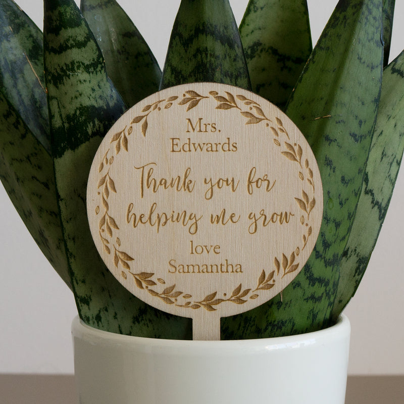 End of term present for teacher. Personalised plant topper