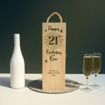 21st birthday wooden wine box. Custom engraved gifting box