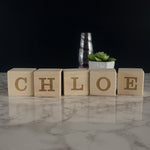 Engraved letter wooden blocks