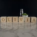 Engraved letter wooden blocks