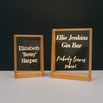 Personalised wireless light up LED frame sign.