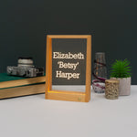 Personalised wireless light up LED frame sign.