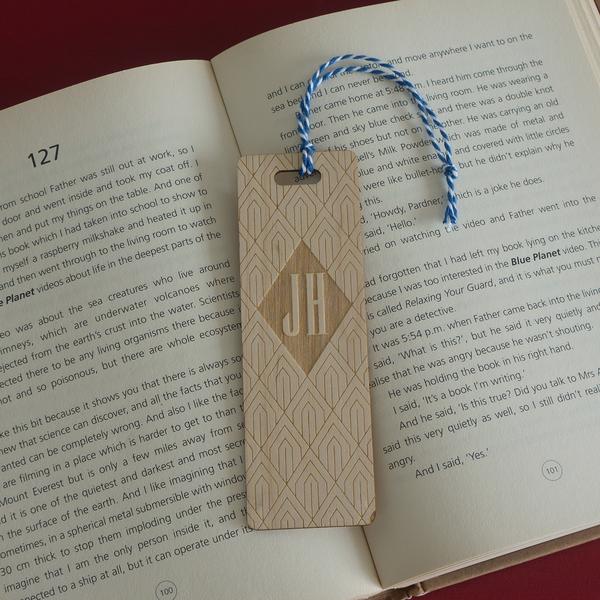 Personalised Any Name Star Design Gift Wooden Engraved Bookmark BK