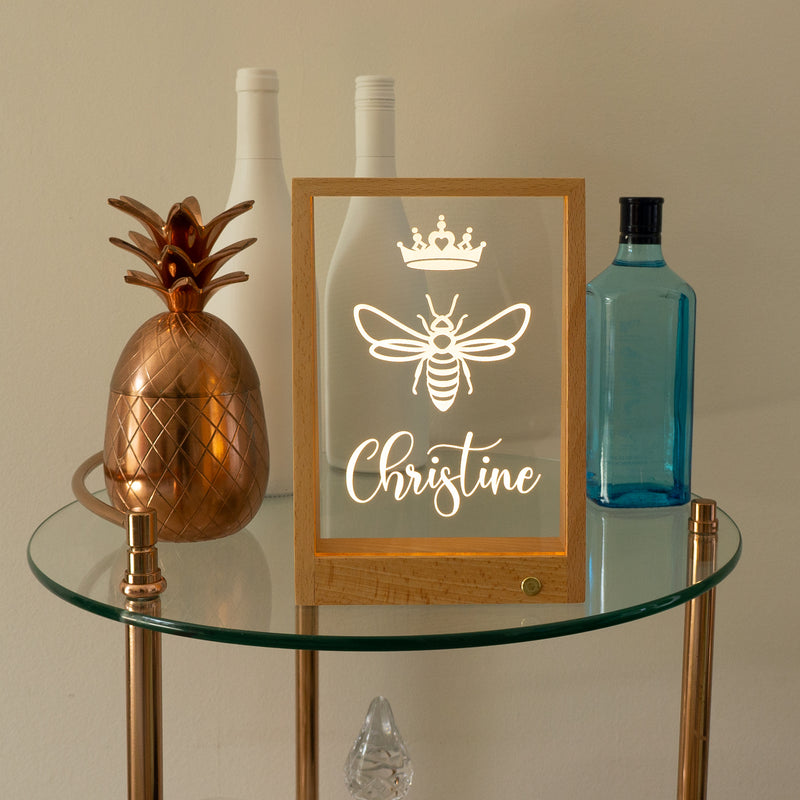 Wireless personalised Queen Bee light up LED sign
