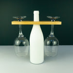 Personalised twin wine glass holder. BBQ wine bottle and glassware serving tray