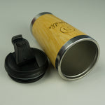 Bamboo vacuum insulated travel coffee mug