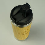 Bamboo vacuum insulated travel coffee mug