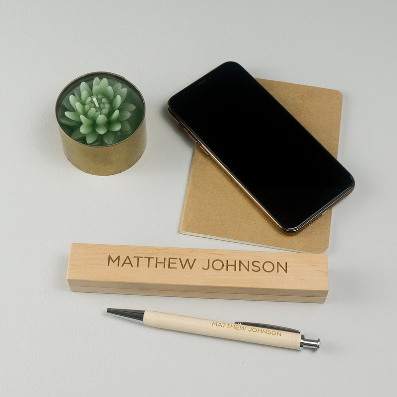 Personalised wooden pen and box