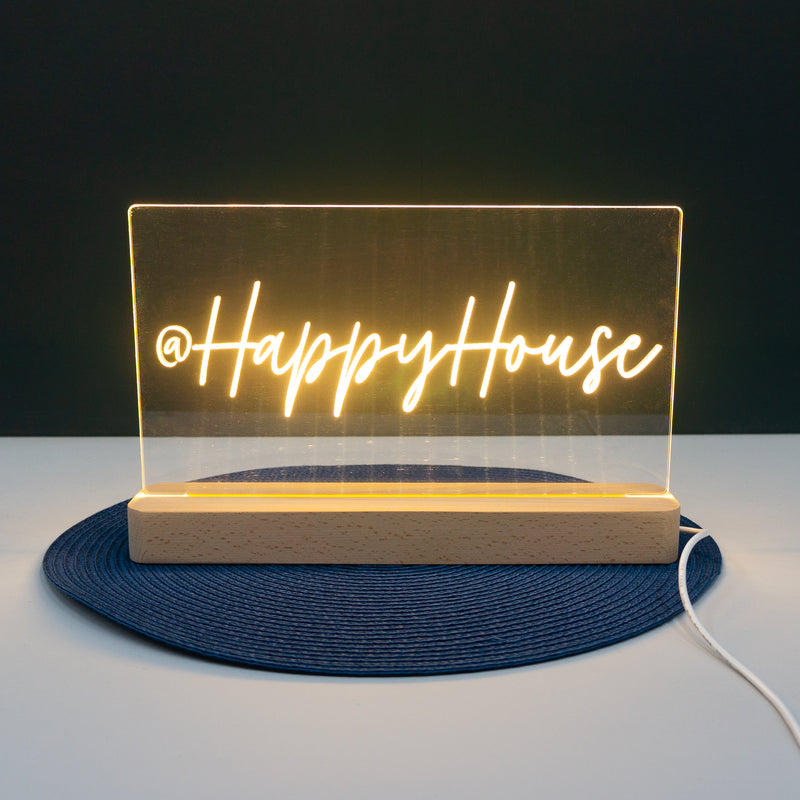 Personalised large wooden light up LED sign