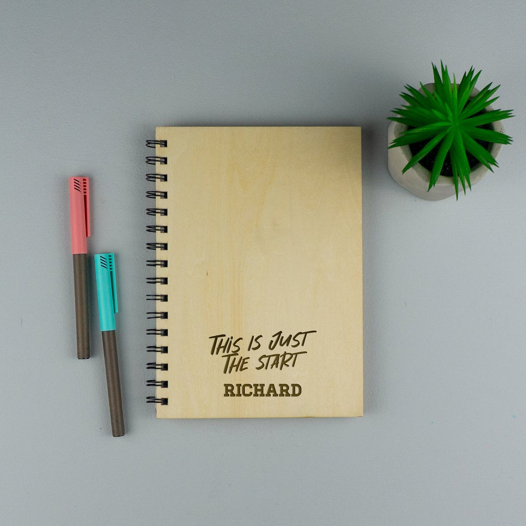Wooden note book journal. Personalised motivational plain book book ...