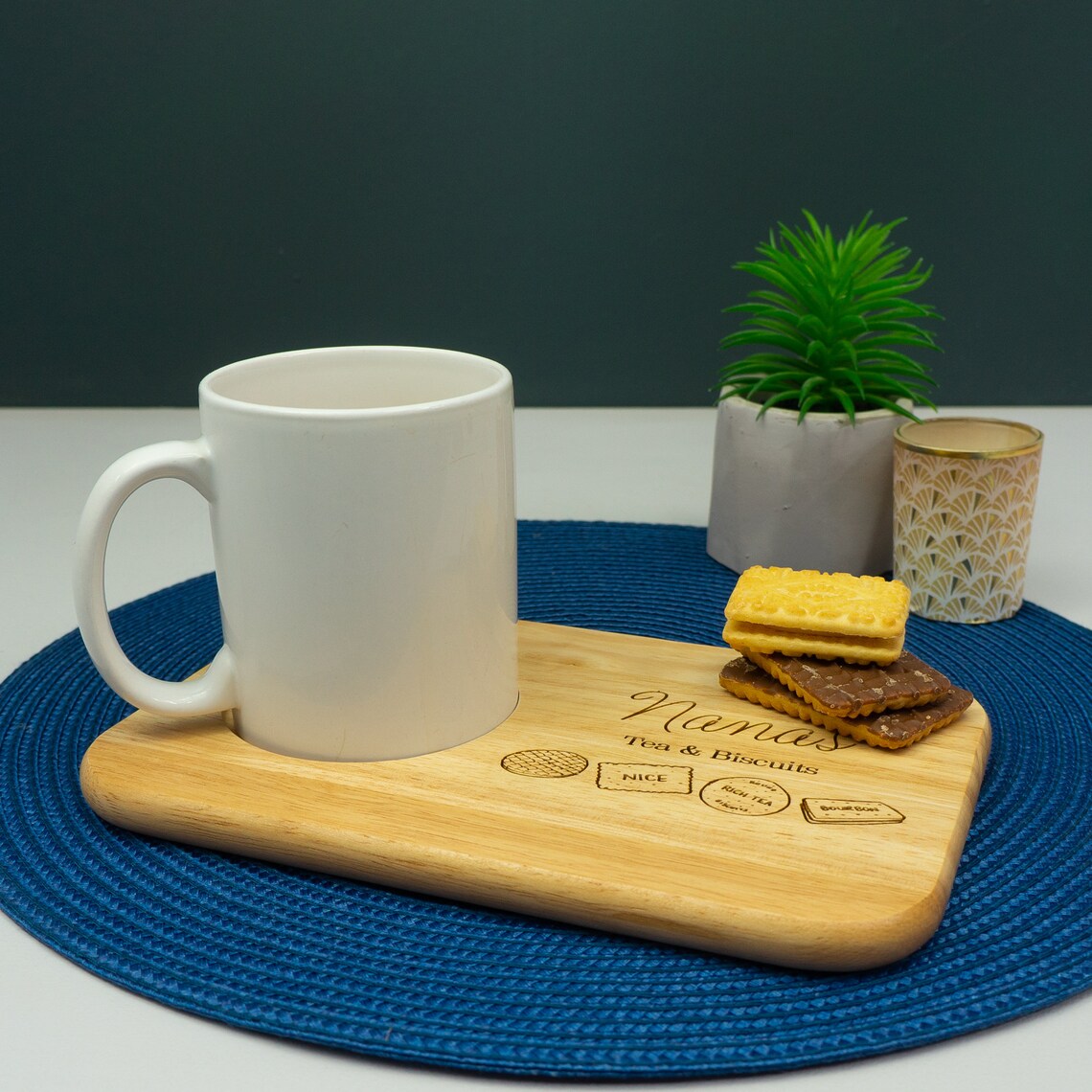 Personalised tea and biscuits serving tray