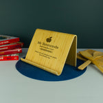 Personalised bamboo recipe book stand. Custom engraved best teacher end of term gift.